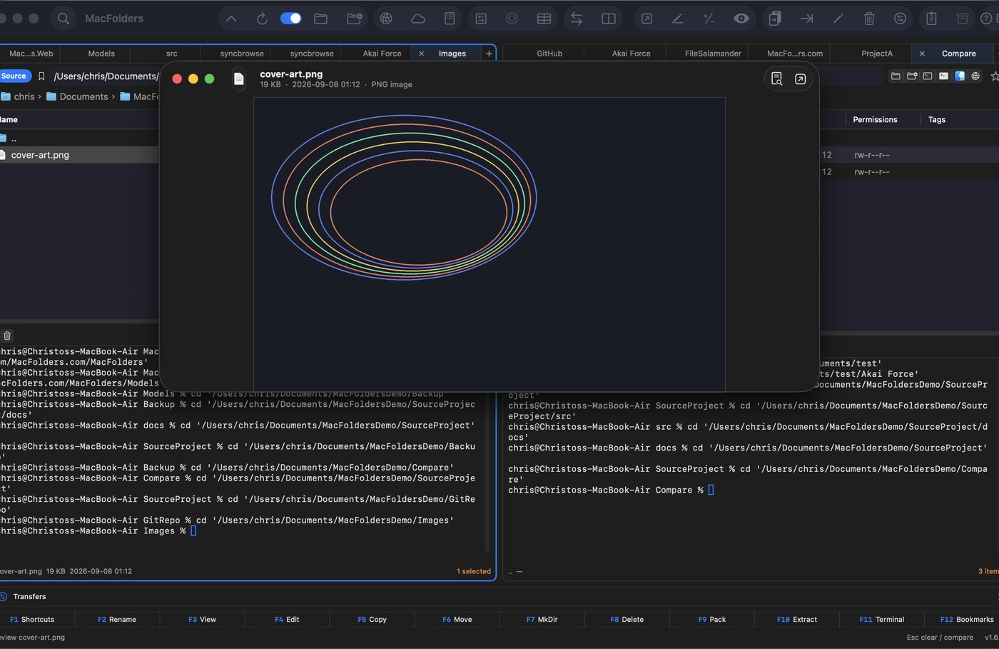 MacFolders Preview window showing an image file